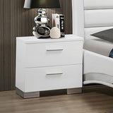 Jeremaine Glossy White Bedroom Set with Plank Headboard from Coaster - Luna Furniture