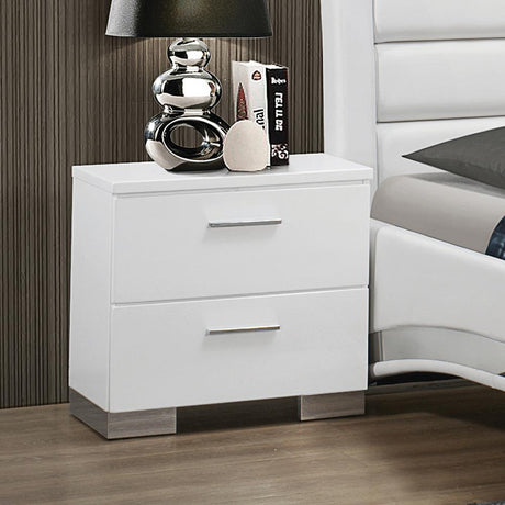 Jeremaine Glossy White Bedroom Set with LED Mirror from Coaster - Luna Furniture
