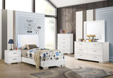 Felicity Glossy White 4-Piece California King Bedroom Set with LED Headboard and Mirror from Coaster - Luna Furniture