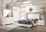 Felicity Glossy White 4-Piece Full Bedroom Set with LED Headboard and Mirror from Coaster - Luna Furniture