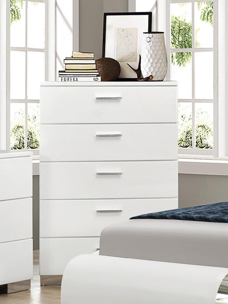 Felicity Glossy White 5-Drawer Chest from Coaster - Luna Furniture