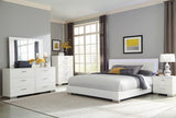 Felicity Glossy White 5-Piece Eastern King Bedroom Set with LED Mirror from Coaster - Luna Furniture