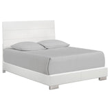 Felicity Glossy White 5-Piece Twin Bedroom Set with LED Headboard and Mirror from Coaster - Luna Furniture