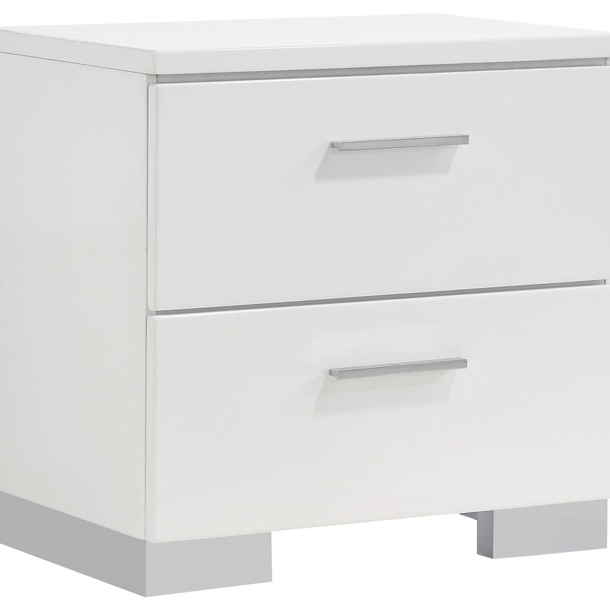 Felicity Glossy White 5-Piece Twin Bedroom Set with LED Headboard and Mirror from Coaster - Luna Furniture