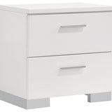 Felicity Glossy White 5-Piece Twin Bedroom Set with LED Headboard and Mirror from Coaster - Luna Furniture