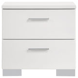Felicity Glossy White 5-Piece Twin Bedroom Set with LED Headboard and Mirror from Coaster - Luna Furniture