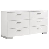 Felicity Glossy White 5-Piece Twin Bedroom Set with LED Headboard and Mirror from Coaster - Luna Furniture