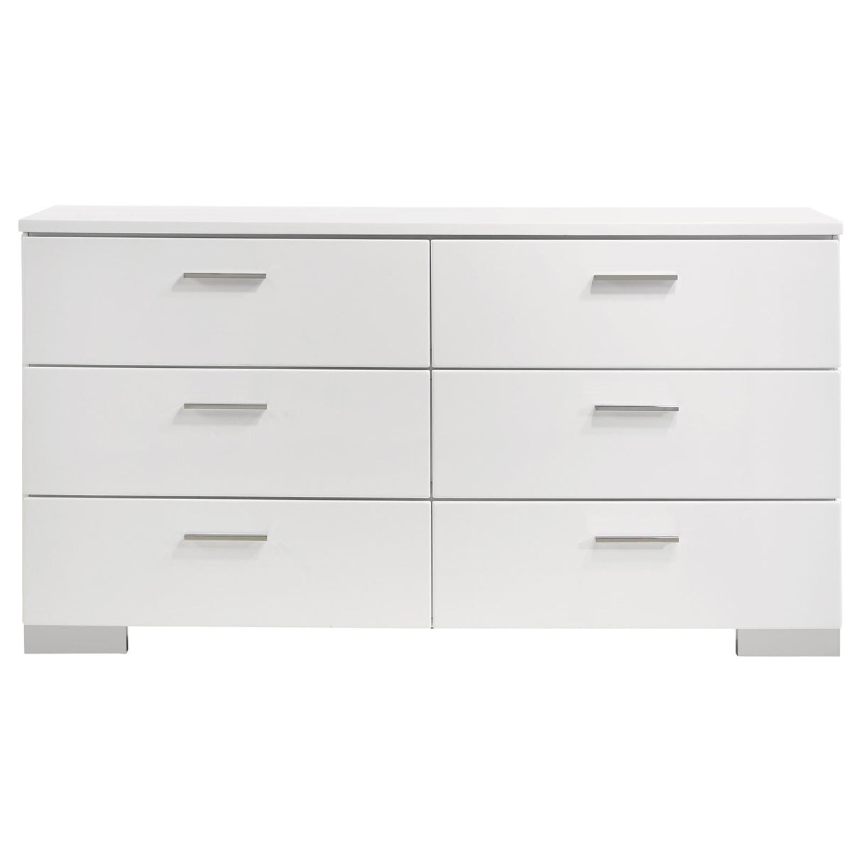 Felicity Glossy White 5-Piece Twin Bedroom Set with LED Headboard and Mirror from Coaster - Luna Furniture