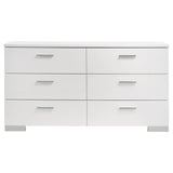 Felicity Glossy White 5-Piece Twin Bedroom Set with LED Headboard and Mirror from Coaster - Luna Furniture