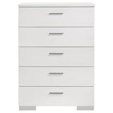 Felicity Glossy White 5-Piece Twin Bedroom Set with LED Headboard and Mirror from Coaster - Luna Furniture