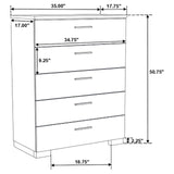 Felicity Glossy White 5-Piece Twin Bedroom Set with LED Headboard and Mirror from Coaster - Luna Furniture