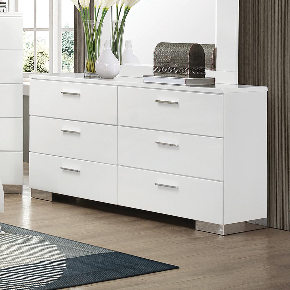 Felicity 6-Drawer Dresser Glossy White | Coaster Felicity 6-Drawer Dresser Glossy White | Coaster