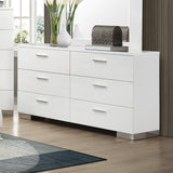 Jeremaine Glossy White Bedroom Set with LED Mirror from Coaster - Luna Furniture