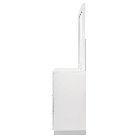 Felicity Glossy White 6-Drawer Dresser with Mirror from Coaster - Luna Furniture