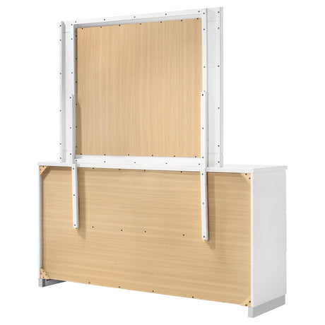 Felicity Glossy White 6-Drawer Dresser with Mirror from Coaster - Luna Furniture