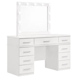 Felicity Glossy White 9-Drawer Vanity Desk with Lighted Mirror from Coaster - Luna Furniture