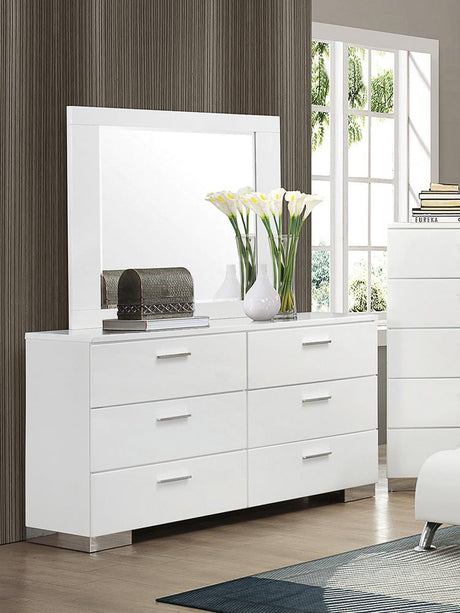 Felicity Glossy White Rectangle Dresser Mirror (Mirror Only) from Coaster - Luna Furniture