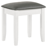 Felicity Metallic and Glossy White Upholstered Vanity Stool from Coaster - Luna Furniture