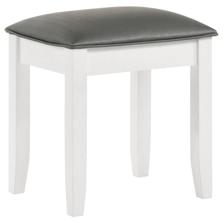 Felicity Metallic and Glossy White Upholstered Vanity Stool from Coaster - Luna Furniture