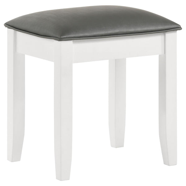 Felicity Metallic and Glossy White Upholstered Vanity Stool