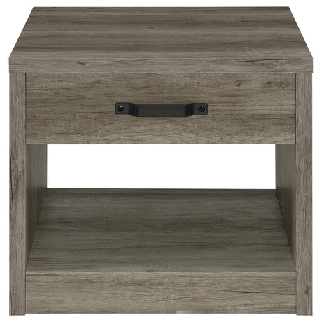 Felix Gray Driftwood 1-Drawer Square Engineered Wood End Table from Coaster - Luna Furniture