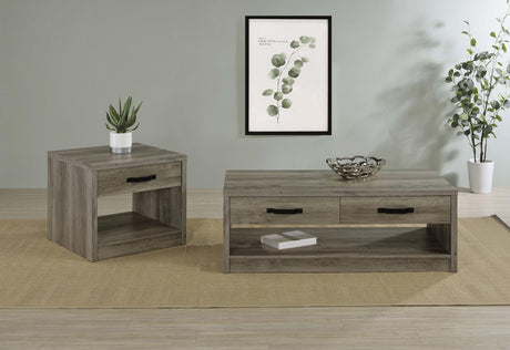 Felix Gray Driftwood 1-Drawer Square Engineered Wood End Table from Coaster - Luna Furniture