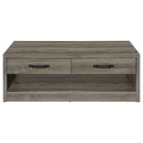 Felix Gray Driftwood 2-Drawer Rectangular Engineered Wood Coffee Table from Coaster - Luna Furniture