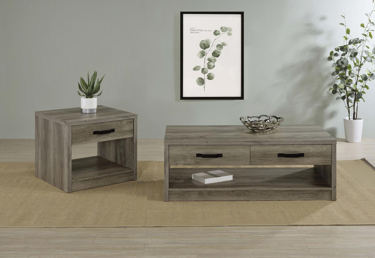 Felix Gray Driftwood 2-Drawer Rectangular Engineered Wood Coffee Table from Coaster - Luna Furniture