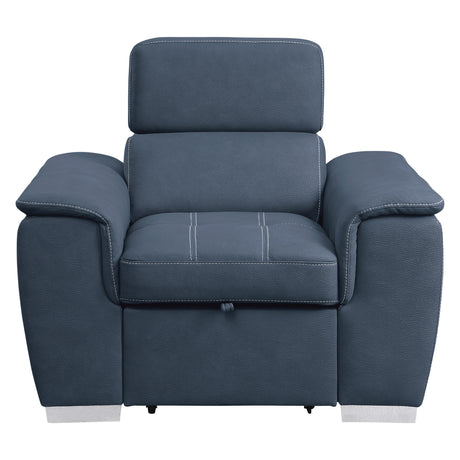 Ferriday Blue Chair with Pull-out Ottoman from Homelegance - Luna Furniture