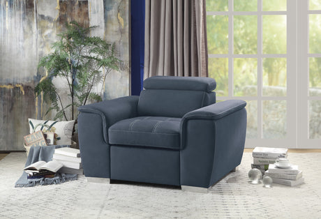 Ferriday Blue Chair with Pull-out Ottoman from Homelegance - Luna Furniture