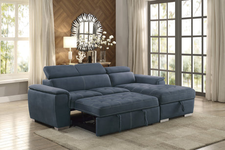 Ferriday Blue Storage Sleeper Sectional from Homelegance - Luna Furniture