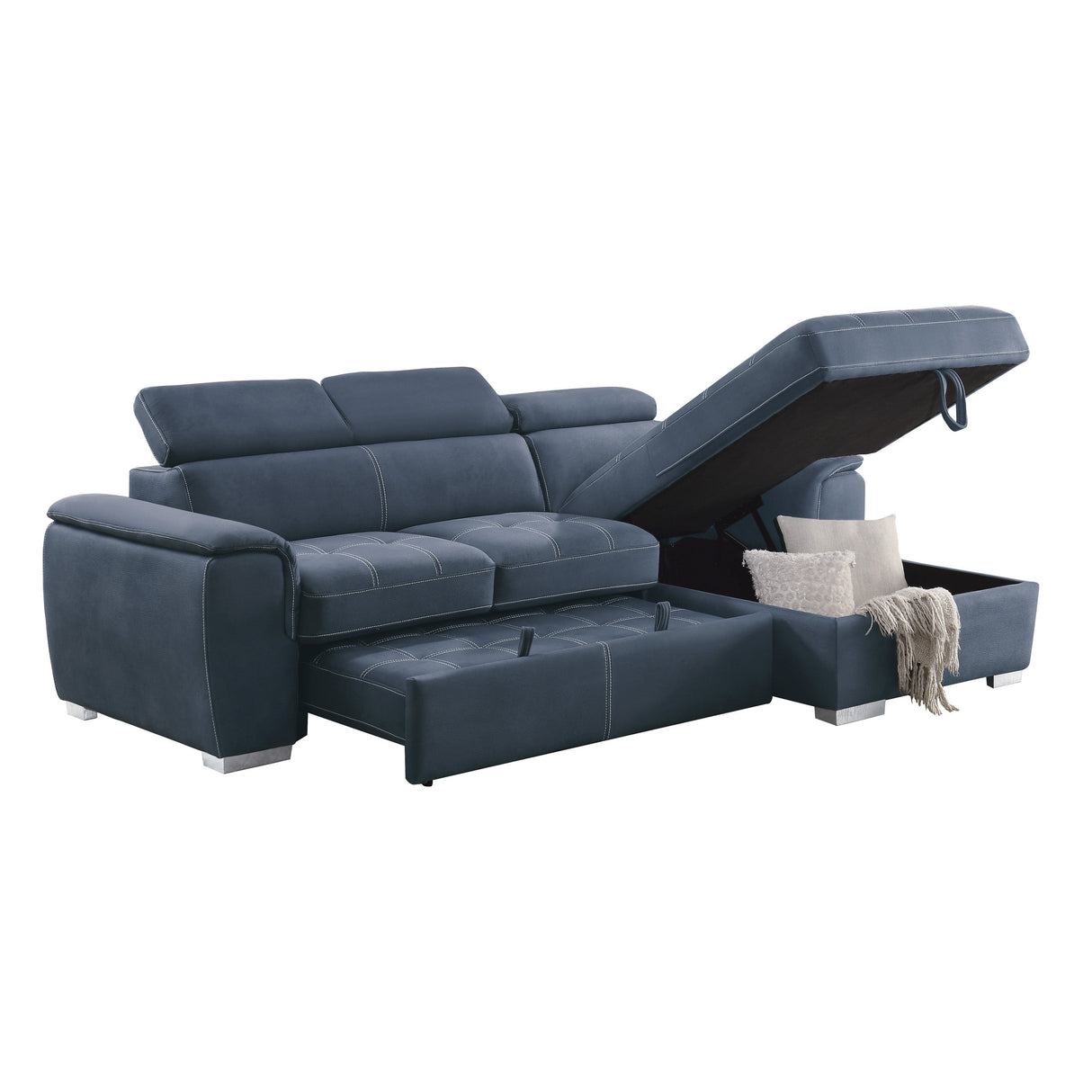 Ferriday Blue Storage Sleeper Sectional from Homelegance - Luna Furniture