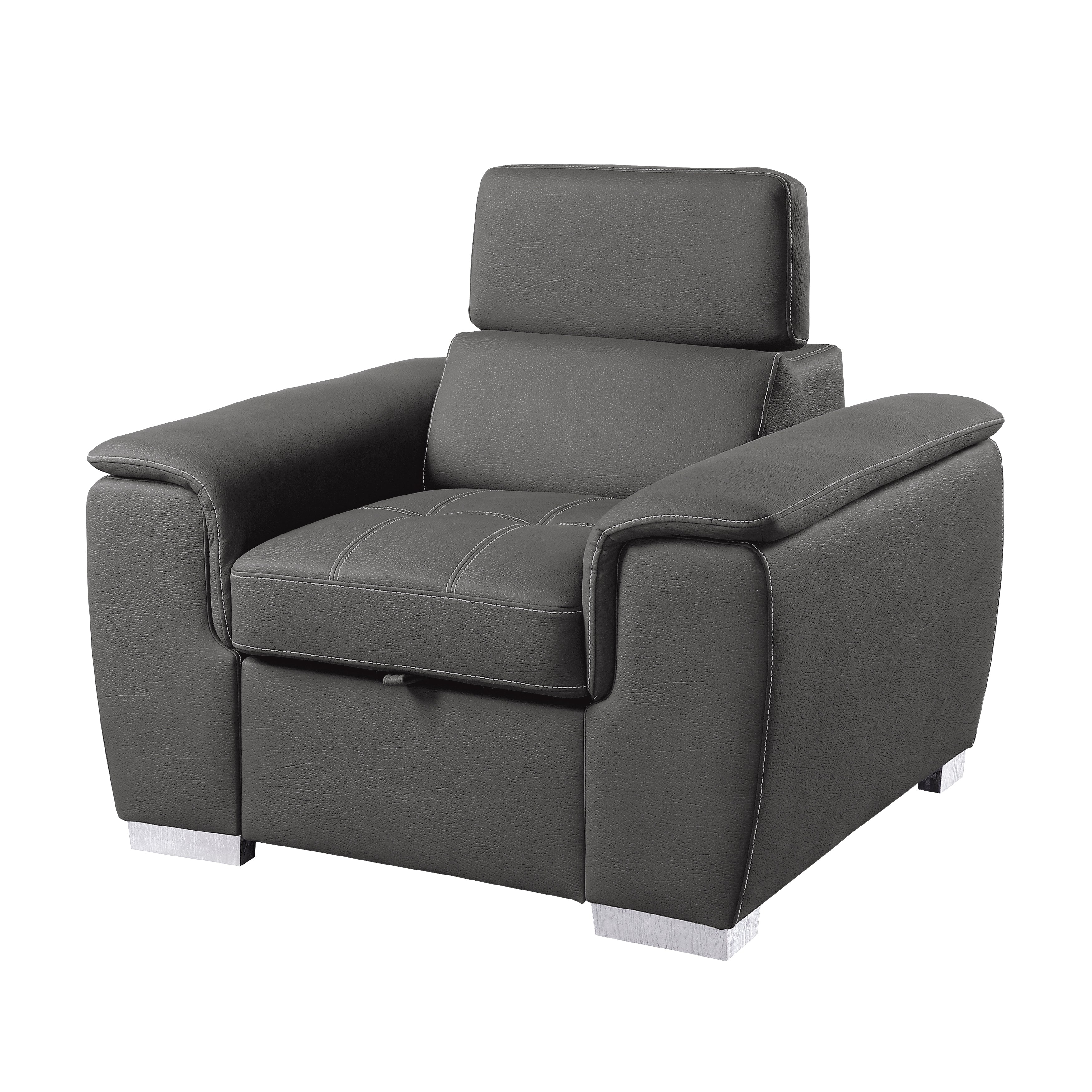 Homelegance 8228GY-1 Chair with Pull-out Ottoman - Luna Furniture