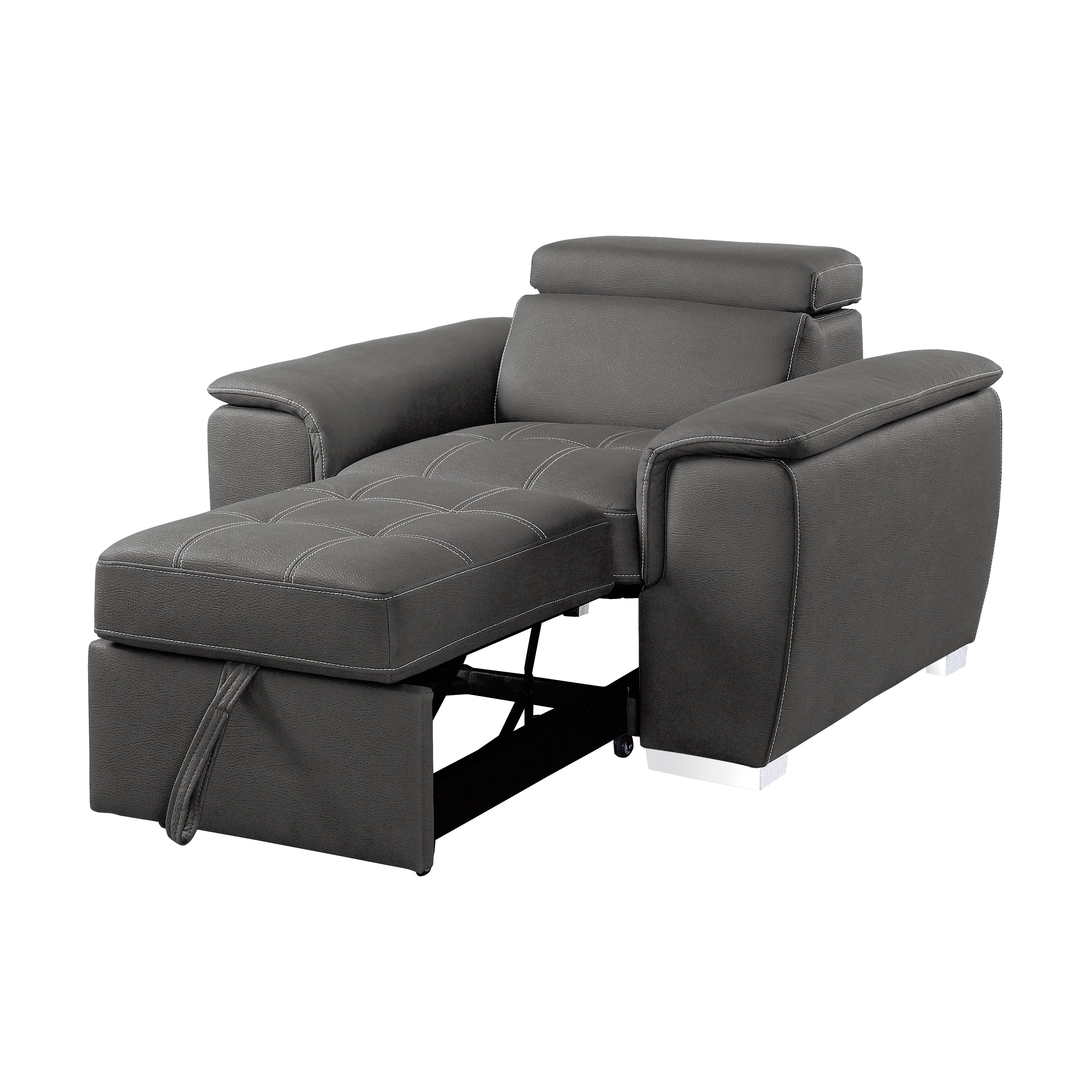 テラスチェア　LUNA DIRECTOR CHAIR 一脚　濃いグレー 8228GY-1 Chair with Pull-out Ottoman - Luna Furniture