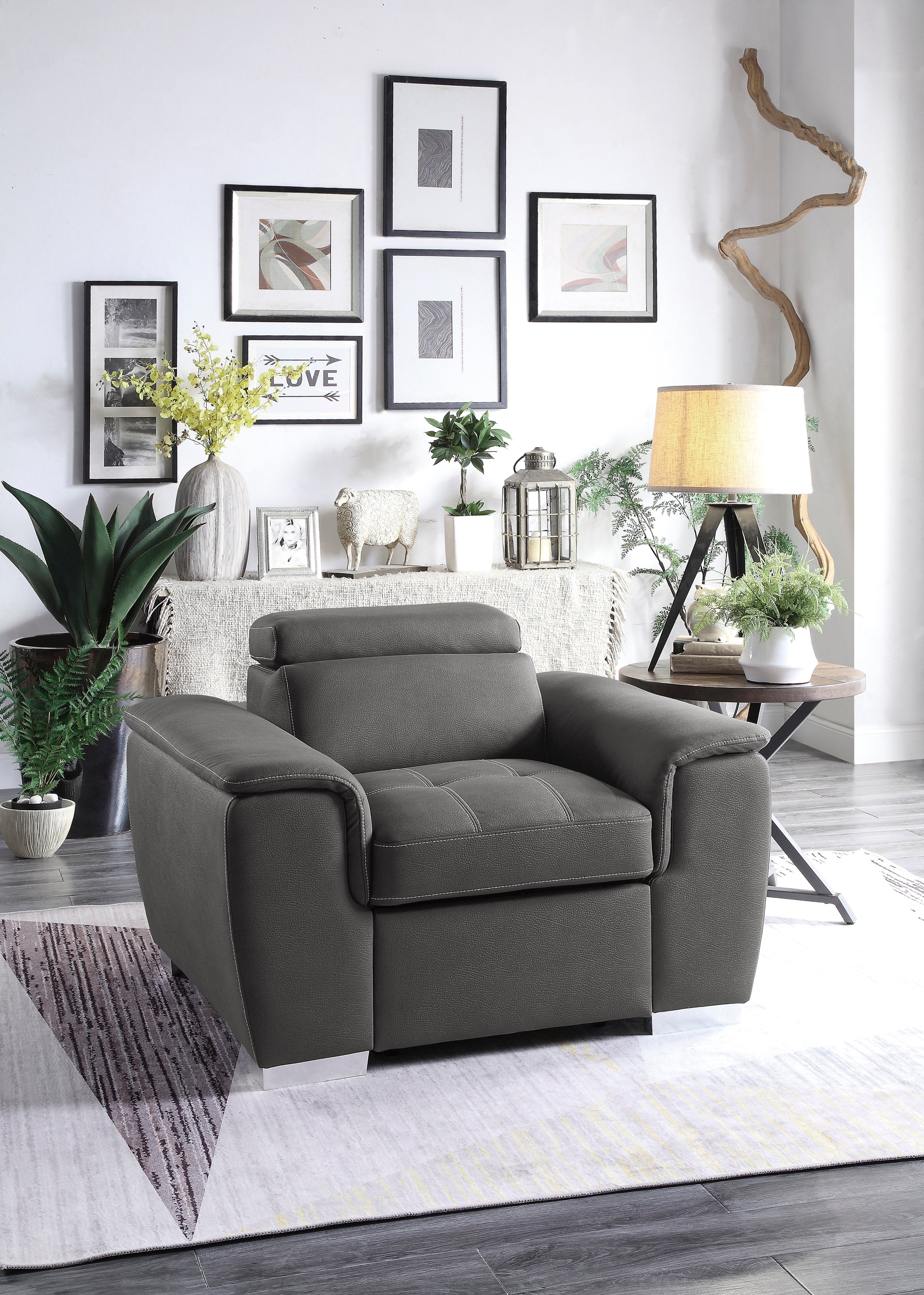 テラスチェア　LUNA DIRECTOR CHAIR 一脚　濃いグレー 8228GY-1 Chair with Pull-out Ottoman - Luna Furniture