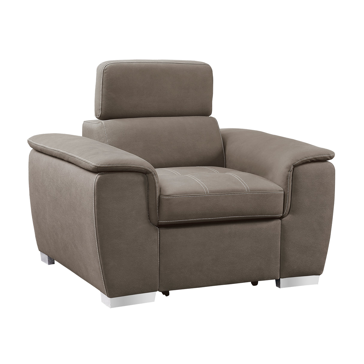 Ferriday Taupe Chair with Pull-out Ottoman from Homelegance - Luna Furniture