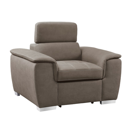 Ferriday Taupe Chair with Pull-out Ottoman from Homelegance - Luna Furniture