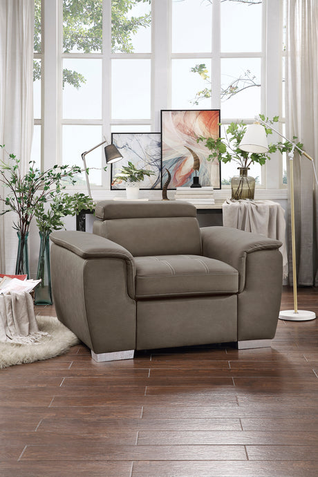Ferriday Taupe Chair with Pull-out Ottoman from Homelegance - Luna Furniture