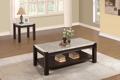 Festus Dark Cherry Marble-Top End Table from Homelegance - Luna Furniture