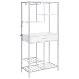 Figueroa White High Gloss and Chrome 5-Shelf Wine Cabinet with Storage Drawer from Coaster - Luna Furniture