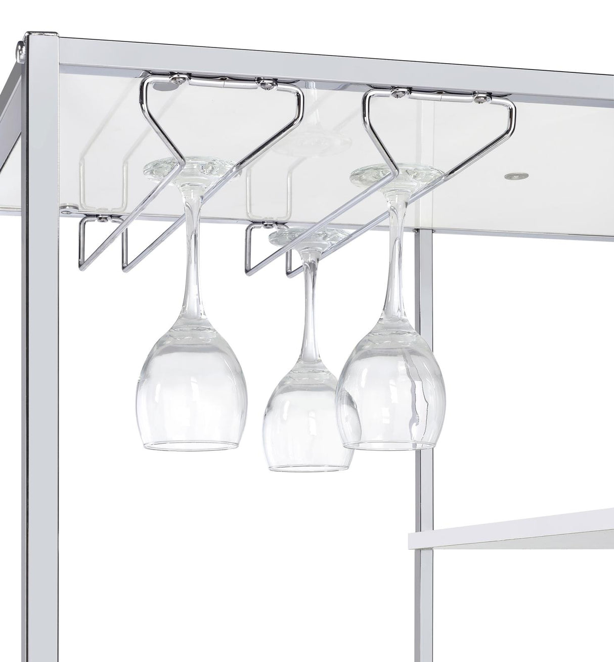 Figueroa White High Gloss and Chrome 5-Shelf Wine Cabinet with Storage Drawer from Coaster - Luna Furniture