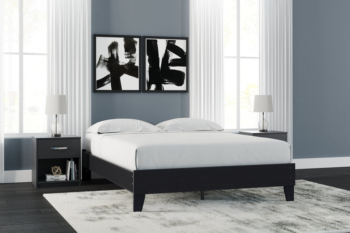 Finch Black Queen Platform Base Bed from Ashley - Luna Furniture