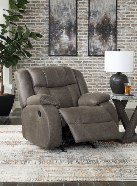 First Base Gunmetal Recliner from Ashley - Luna Furniture