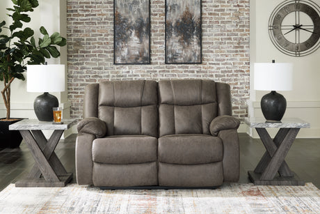 First Base Gunmetal Reclining Loveseat from Ashley - Luna Furniture