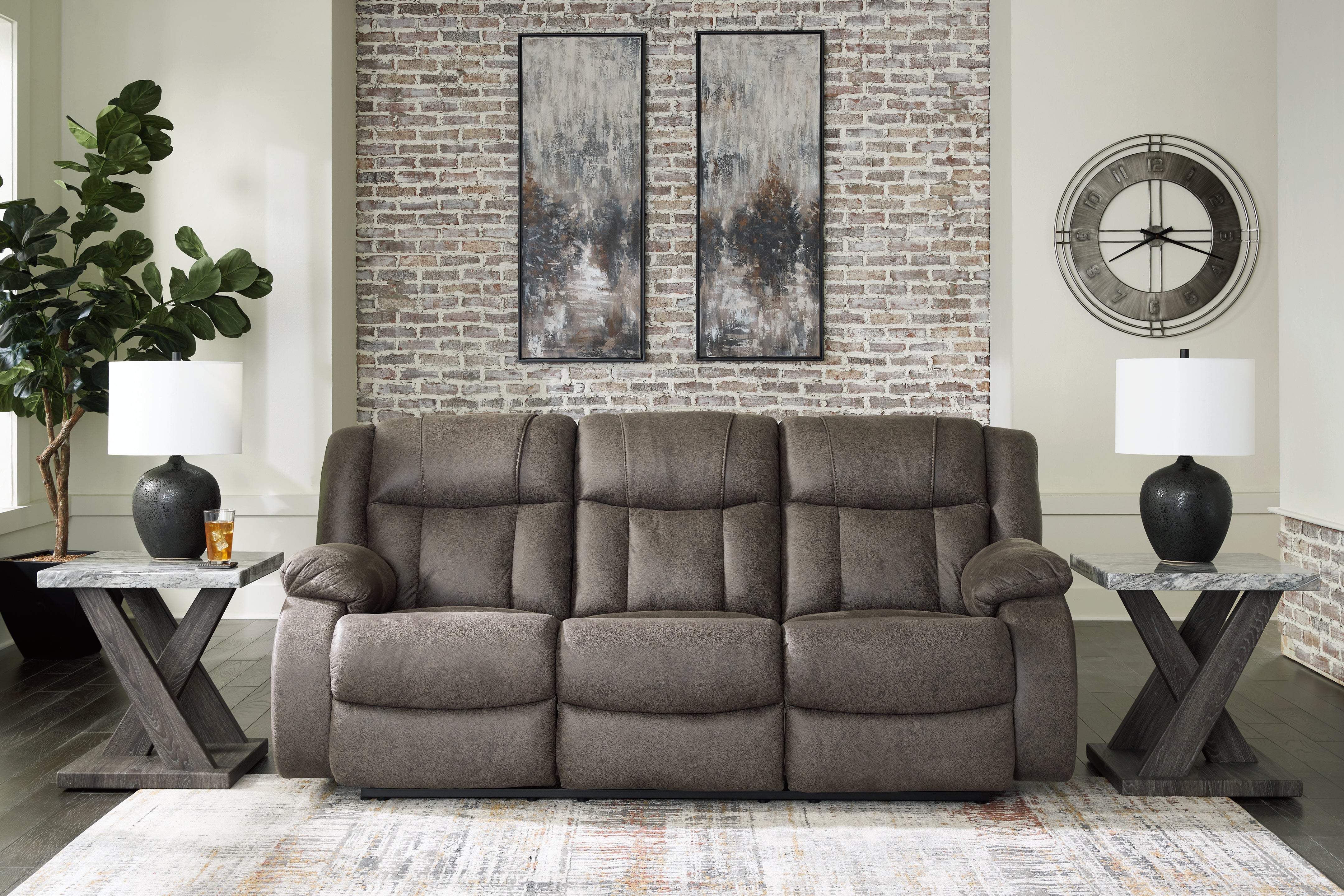 アメリカン アンファン ボード２点 Ashley First Base Gunmetal Reclining Sofa - Luna Furniture