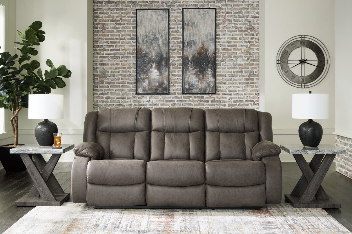First Base Gunmetal Reclining Sofa from Ashley - Luna Furniture
