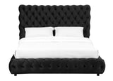 Flory Black Queen Upholstered Platform Bed from Crown Mark - Luna Furniture