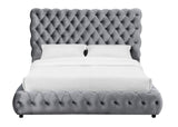 Flory Gray King Upholstered Platform Bed from Crown Mark - Luna Furniture