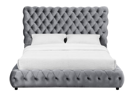 Flory Gray King Upholstered Platform Bed from Crown Mark - Luna Furniture
