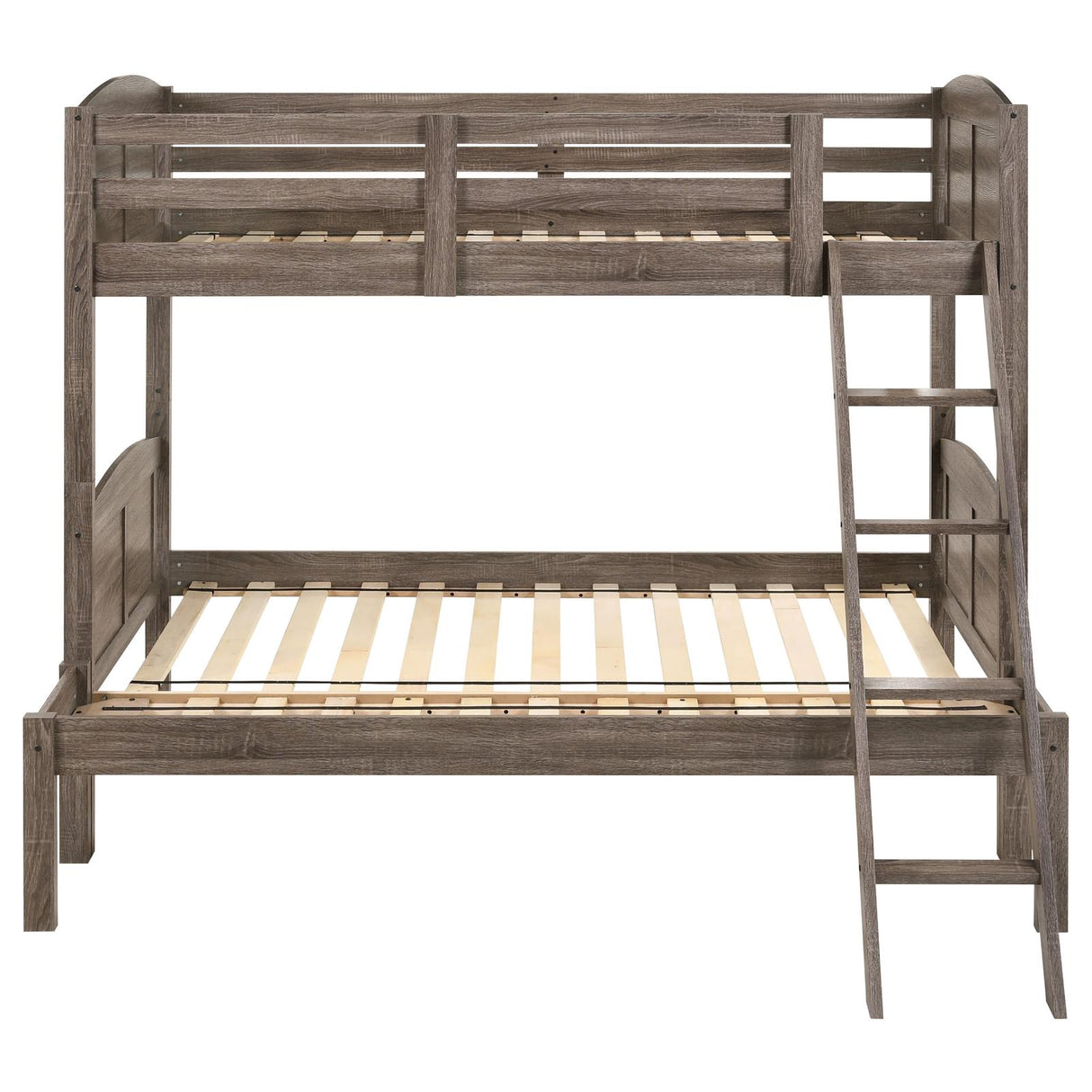 Flynn Weathered Brown Twin over Full Bunk Bed from Coaster - Luna Furniture